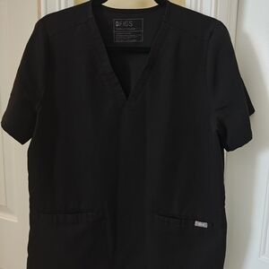 Figs Classic Black V-Neck Scrub Top